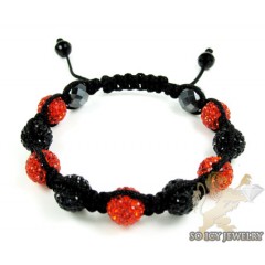 Red & Black Rhinestone Macramé Bead Rope Bracelet 9.00ct