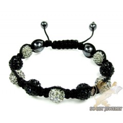 Gray & Black Rhinestone Macramé Bead Rope Bracelet 9.00ct