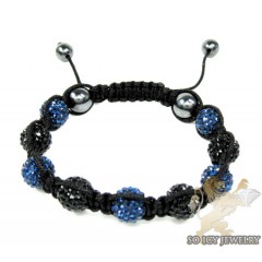Blue & Black Rhinestone Macramé Bead Rope Bracelet 9.00ct
