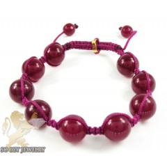 Raspberry Marble Onyx MacramÃ© Bead Rope Bracelet