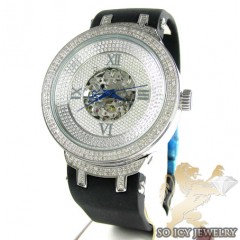 Mens Joe Rodeo White Stainless Steel Master Diamond Watch 2.20ct