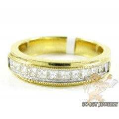 14k Yellow Gold Princess Diamond Wedding Band 1.30ct