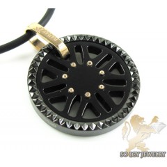 Mens Baraka 18k Yellow Gold & Black Stainless Steel Grand Prix Pendant