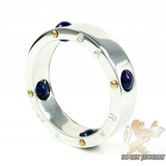 Mens Baraka 18k White Gold & Blue Onyx Ring