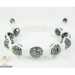 Smoke Mirrored Rhinestone MacramÃ© Faceted Bead Rope Bracelet 5.00ct