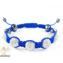 White Rhinestone MacramÃ© Faceted Bead Rope Bracelet 5.00ct