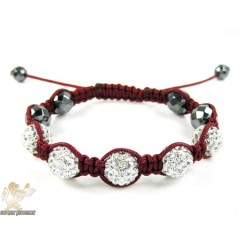 White Rhinestone MacramÃ© Faceted Bead Rope Bracelet 5.00ct