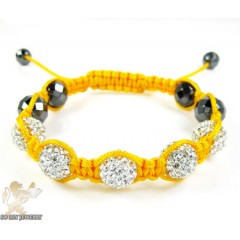 White Rhinestone MacramÃ© Faceted Bead Rope Bracelet 5.00ct