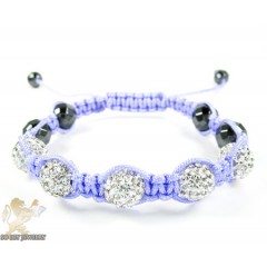 White Rhinestone MacramÃ© Faceted Bead Rope Bracelet 5.00ct