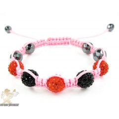 Black & Red  Rhinestone MacramÃ© Faceted Bead Rope Bracelet 5.00ct