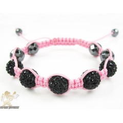 Black Rhinestone MacramÃ© Faceted Bead Rope Bracelet 5.00ct