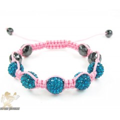 Turquoise Rhinestone MacramÃ© Faceted Bead Rope Bracelet 5.00ct