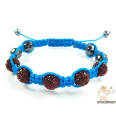 Ruby Red Rhinestone MacramÃ© Faceted Bead Rope Bracelet 5.00ct