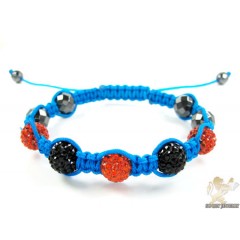 Red & Black Rhinestone MacramÃ© Faceted Bead Rope Bracelet 5.00ct
