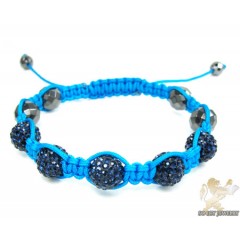 Dark Blue Rhinestone MacramÃ© Faceted Bead Rope Bracelet 5.00ct