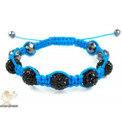 Black Rhinestone MacramÃ© Faceted Bead Rope Bracelet 5.00ct