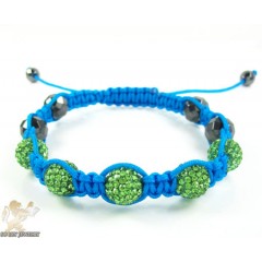 Green Rhinestone Macramé Faceted Bead Rope Bracelet 5.00ct