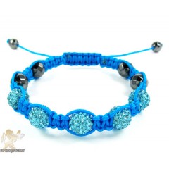 Turquoise Rhinestone Macramé Faceted Bead Rope Bracelet 5.00ct