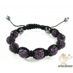 Purple Rhinestone Macramé Faceted Bead Rope Bracelet 9.00ct