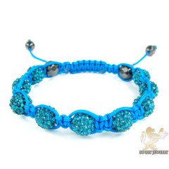 Turquoise Rhinestone Macramé Faceted Bead Rope Bracelet 9.00ct