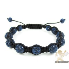 Dark blue rhinestone macramé faceted bead rope bracelet 9.00ct