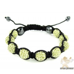 Canary Rhinestone Macramé Faceted Bead Rope Bracelet 9.00ct
