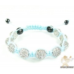 White Rhinestone Macramé Faceted Bead Rope Bracelet 9.00ct
