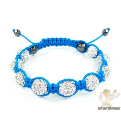 White Rhinestone Macramé Faceted Bead Rope Bracelet 9.00ct