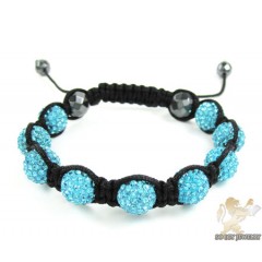 Baby Blue Rhinestone Macramé Faceted Bead Rope Bracelet 9.00ct