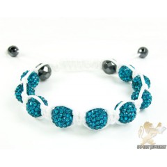 Baby Blue Rhinestone Macramé Faceted Bead Rope Bracelet 9.00ct