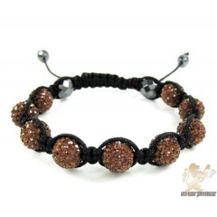 Sunset Brown Rhinestone Macramé Faceted Bead Rope Bracelet 9.00ct