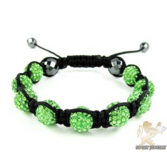 Green Rhinestone Macramé Faceted Bead Rope Bracelet 9.00ct