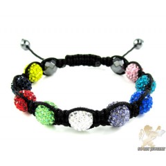 Multi Colors Rhinestone Macramé Faceted Bead Rope Bracelet 9.00ct