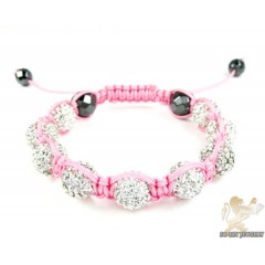White Rhinestone Macramé Faceted Bead Rope Bracelet 9.00ct