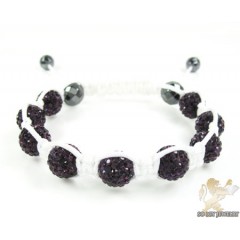 Blackberry rhinestone macramé faceted bead rope bracelet 9.00ct