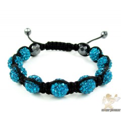 Turquoise Rhinestone Macramé Faceted Bead Rope Bracelet 9.00ct