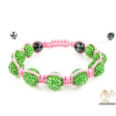 Green Rhinestone Macramé Faceted Bead Rope Bracelet 9.00ct