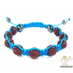 Ruby Red Rhinestone Macramé Faceted Bead Rope Bracelet 9.00ct