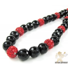Red Rhinestone MacramÃ© Black Onyx Faceted Bead Chain 17.00ct