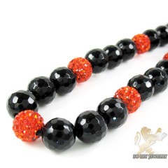 Orange rhinestone macramé black onyx faceted bead chain 11.00ct