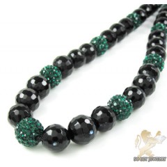 Green Rhinestone MacramÃ© Black Onyx Faceted Bead Chain 17.00ct