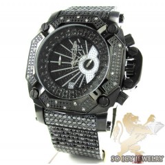Techno Master White Diamond & Black Cz Ice Wrist Watch 20.00ct