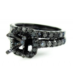 Ladies 10k Black Gold Black Diamond Semi Mount Ring 1.40ct