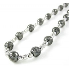925 Black & White Sterling Silver Diamond Cut Bead Chain 18-22 Inch 5.75mm