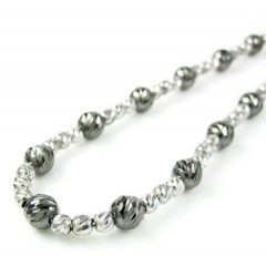 925 Black & White Sterling Silver Diamond Cut Bead Chain 18-24 Inch 4.75mm