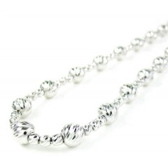 925 White Sterling Silver Diamond Cut Bead Chain 20-24 Inch 5.75mm