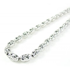 14k White Gold Diamond Cut Oval Bead Chain 16-30 Inch 3.75mm