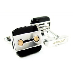 Mens Baraka 18k Rose & White Gold Gold & Black Ceramic Cufflinks