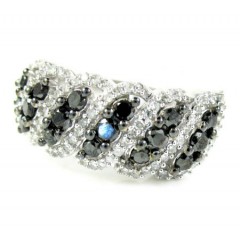 Ladies 14k White Gold Black & White Diamond Fashion Ring 1.15ct