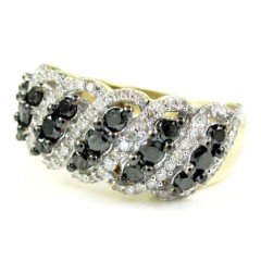 Ladies 14k Yellow Gold Black & White Diamond Fashion Ring 1.15ct